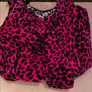 Betsey Johnson hot pink leopard slouchy hobo bag
